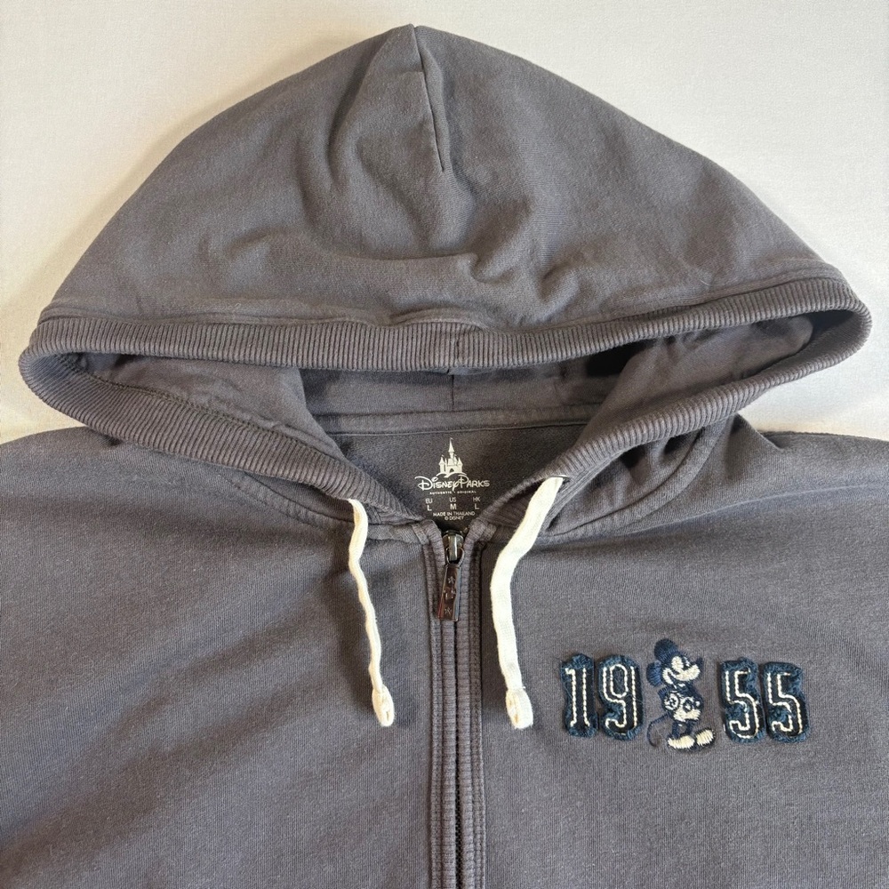 Disneyland Parks Men’s 1955 Mickey Mouse Zip Up Hoodie Gray Size Medium